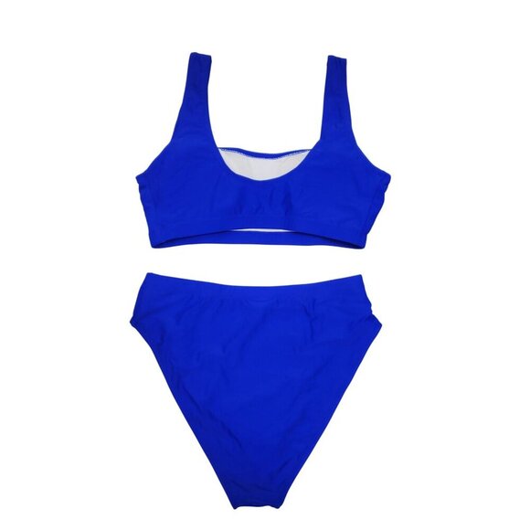Womens High-Waisted Bikini Set Royal Blue Swimsuit Size Large - Picture 3 of 5